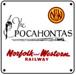 N&W Pocahontas Script Train 6x6 Sign